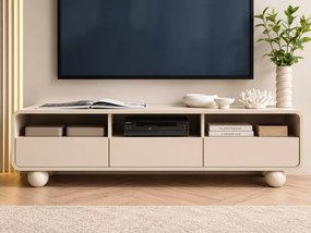 Nowoczesna szafka RTV 160 cm Lutario kaszmir – 3 szuflady, push to open
