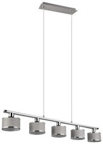 Lampa wisząca w beżowo-srebrnym kolorze z tekstylnym kloszem Kaprun – Trio