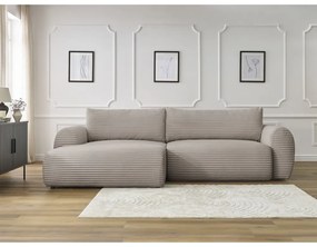 Jasnoszarobeżowy sztruksowy rozkładany narożnik (lewostronny) Lucien – Bobochic Paris