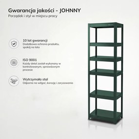 Wąski regał warsztatowy, metalowy Johnny, 45 x 42 x 180 cm, kolor zielony