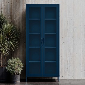 Witryna szklana do salonu granatowa Modern ANGELO 800 x 1850 x 450 mm