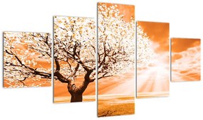 Pomarańczowy obraz drzewa (125x70 cm)