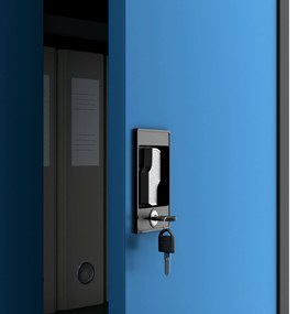 Szafa na dokumenty biurowa metalowa antracytowo-niebieska: JAN H, 900 x 1950 x 400 mm