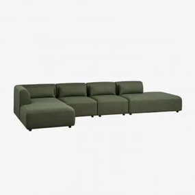 Sofa Modułowy Narożnik Lewy 4-częściowy Z Szezlongiem Fogler Tkanina Baranek Boucle Żółty Curri - Sklum