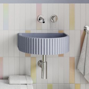 Umywalka betonowa podwieszana / nablatowa półokrągła bez otworu na baterię 45 x 36 cm MUSLIN | różne kolory : Kolor - Lawendowy, Typ montażu - podwieszana