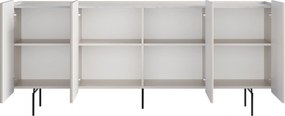 Komoda Malmi 200 cm czterodrzwiowa - kaszmir / crema bianca / czarne nóżki