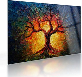 Obraz na szkle - Drzewo życia w mozaice (70x50 cm)