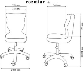Krzesło szkolne z regulacją wysokości Twist bez podłokietników rozmiar 4-6, podstawa czarna