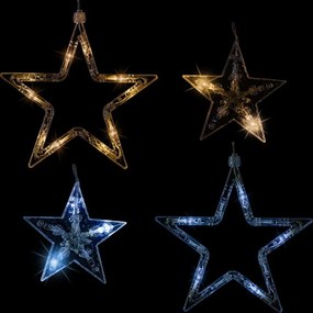 Świąteczna kurtyna 12 gwiazdek, 150LED, biała ciepła i zimna