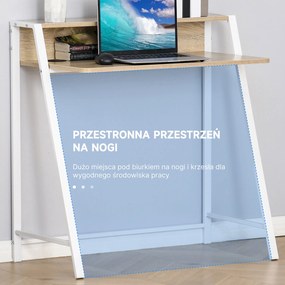 HOMCOM Biurko komputerowe w kolorze biały i dąb Praktyczne z eleganckim designem Idealne do pracy i nauki 84x45x85 cm | Aosom PL