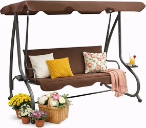 Brązowa huśtawka ogrodowa z baldachimem - Isamin 4X