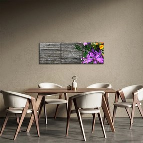 Obraz - kwiaty polne (z zegarem) (90x30 cm)
