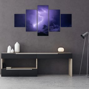 Obraz - fioletowe niebo i błyskawica (125x70 cm)