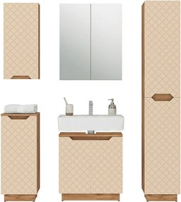 Zestaw mebli łazienkowych dąb/kaszmir ze strukturą płytek 59.8x32x62.1 lotta