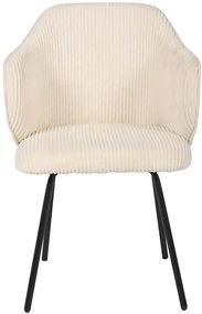 Kremowe krzesło sztruksowe na czarnych nogach D1-L83