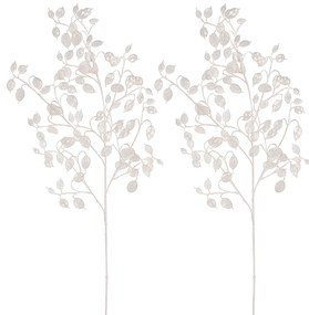 Zestaw sztucznych gałązek Lunaria, 2 szt., biały, oszronione, 85 cm