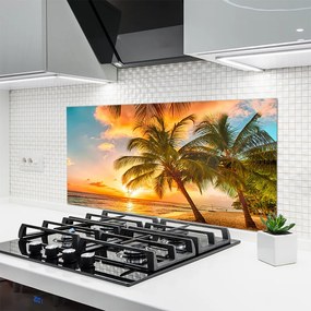 Panel Szklany do Kuchni Rajskie Wybrzeże Z Palmami
