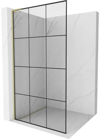 Mexen Kioto L ścianka prysznicowa Walk-in 100 x 200 cm, czarny wzór, złota szczotkowana - 800-100-103-55-77