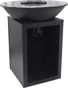 Grill plancha z funkcją rusztu na węgiel i drewno ze schowkiem 80 x 80 x 96 cm czarny - IGNOS