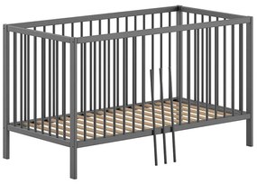 Antracytowe łóżeczko z litego drewna sosnowego 70x140 cm DINO – Vipack