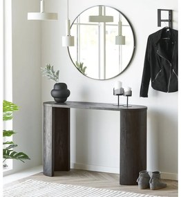 Ciemnobrązowa konsola w dekorze dębu 38x114 cm Bibione – House Nordic