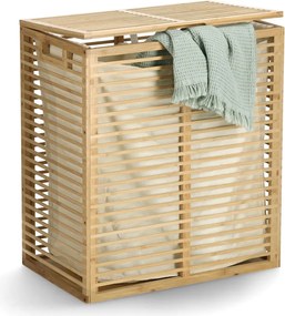 Zamykany kosz na pranie, bambusowy, 53,5 x 33 x 61 cm