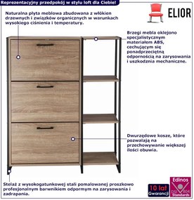 Trzydrzwiowa szafka na buty z regałem w stylu loft - Tamil 7X