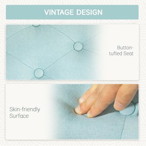 HOMCOM Ławka z Przestrzenią do Przechowywania, Poliester w Wyglądzie Lnu, Drewno Kauczukowe, 100 x 40 x 44 cm, Zielony