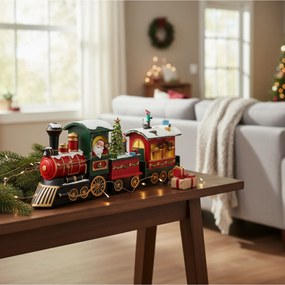 Scenka świąteczna, pociąg Świętego Mikołaja, ruchoma z dzwiękiem, 38 cm