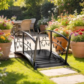 Outsunny Dekoracyjny mostek ogrodowy z metalu 120 cm z bezpiecznymi balustradami, antyczny wygląd, odporny na korozję, łatwy montaż | Aosom PL