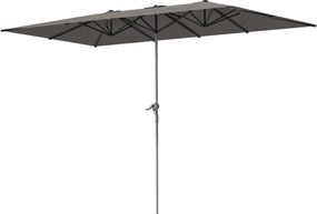 Outsunny Podwójny parasol, 451 x 264 cm Parasol z systemem korbkowym, 12 metalowych prętów, Maszt aluminiowy, Ciemnoszary