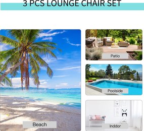 Outsunny Zestaw 3-częściowy leżaków ogrodowych z stolikiem bocznym Metalowa konstrukcja Komfort i styl Szary Czarny | Aosom PL