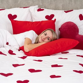 4Home Pościel bawełniana Red Hearts, 220 x 200 cm, 2 szt. 70 x 90 cm, 220 x 200 cm, 2 szt. 70 x 90 cm