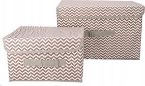 Organizery tekstylne Zygzak 38x25x23cm + 26x20x16cm komplet 2szt + pokrywki