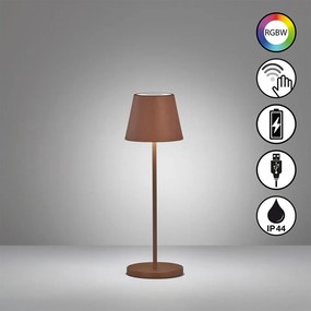 Brązowa lampa stołowa LED z metalowym kloszem (wysokość 34 cm) Cosenza – Fischer &amp; Honsel