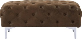 Puf chesterfield z mikrofibry o wyglądzie postarzanej skóry EDWINA