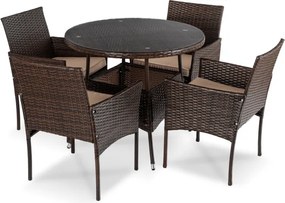 Zestaw Mebli Ogrodowych AZUL Stół i 4x Krzesło Brązowy/Beżowy Technorattan Nowoczesny