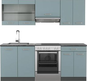 Aneks kuchenny niebiesko-szary/antracytowy 200x60x81.6 r-line