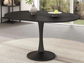 Stół jadalniany owalny rozsuwany - 100/140 x 100 x 75 cm - MDF - Czarny