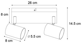 Nowoczesna lampa sufitowa biała 2-punktowa regulowana prostokątna - Jeana Nowoczesny Oswietlenie wewnetrzne