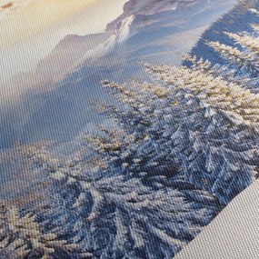 Obraz - Krajobraz górski zimą (z zegarem) (90x30 cm)
