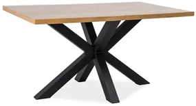 Czarny stół jadalny z blatem w dekorze dąb CROSS 180x90