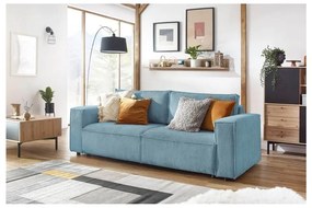 Jasnoniebieska sztruksowa rozkładana sofa 245 cm Nihad – Bobochic Paris