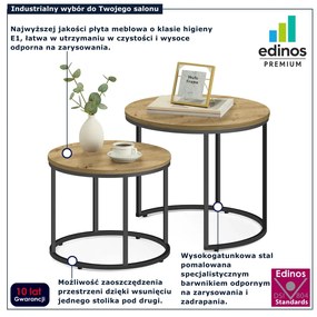 Zestaw stolików kawowych okrągłych 2w1 dąb artisan B9-D66