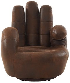 Fotel obrotowy w kształcie dłoni CATCHY z postarzanej mikrofibry