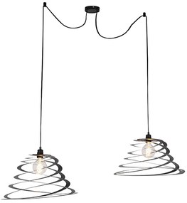 Designerska lampa wisząca 2-światłowa ze spiralnym kloszem 50 cm - ScrollDesignerski Oswietlenie wewnetrzne