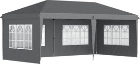 Outsunny Pawilon 3x6 m wodoodporny, składany z 4 ścianami, oknami, ochrona UV, torba transportowa, szary | Aosom PL