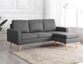 3-osobowa jasnoszara sofa z podnóżkiem - Muria 4Q