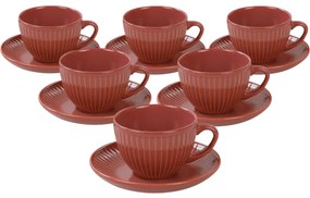 Zestaw 6 filiżanek ceramicznych ze spodkami Linea 210 ml, pomarańczowy