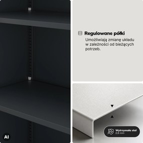 Szafa metalowa ze schowkiem antracytowa/orzech, 900x1850x450 mm: TOMASZ Eco Design